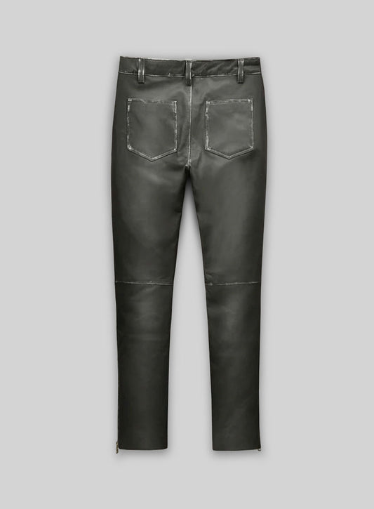 Rubbed Charcoal Ricky Martin Leather Pants