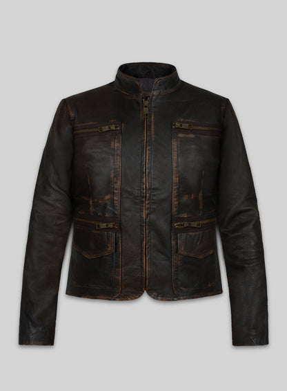 Rubbed Dark Brown Washed Alicia 88 Minutes Leather Jacket
