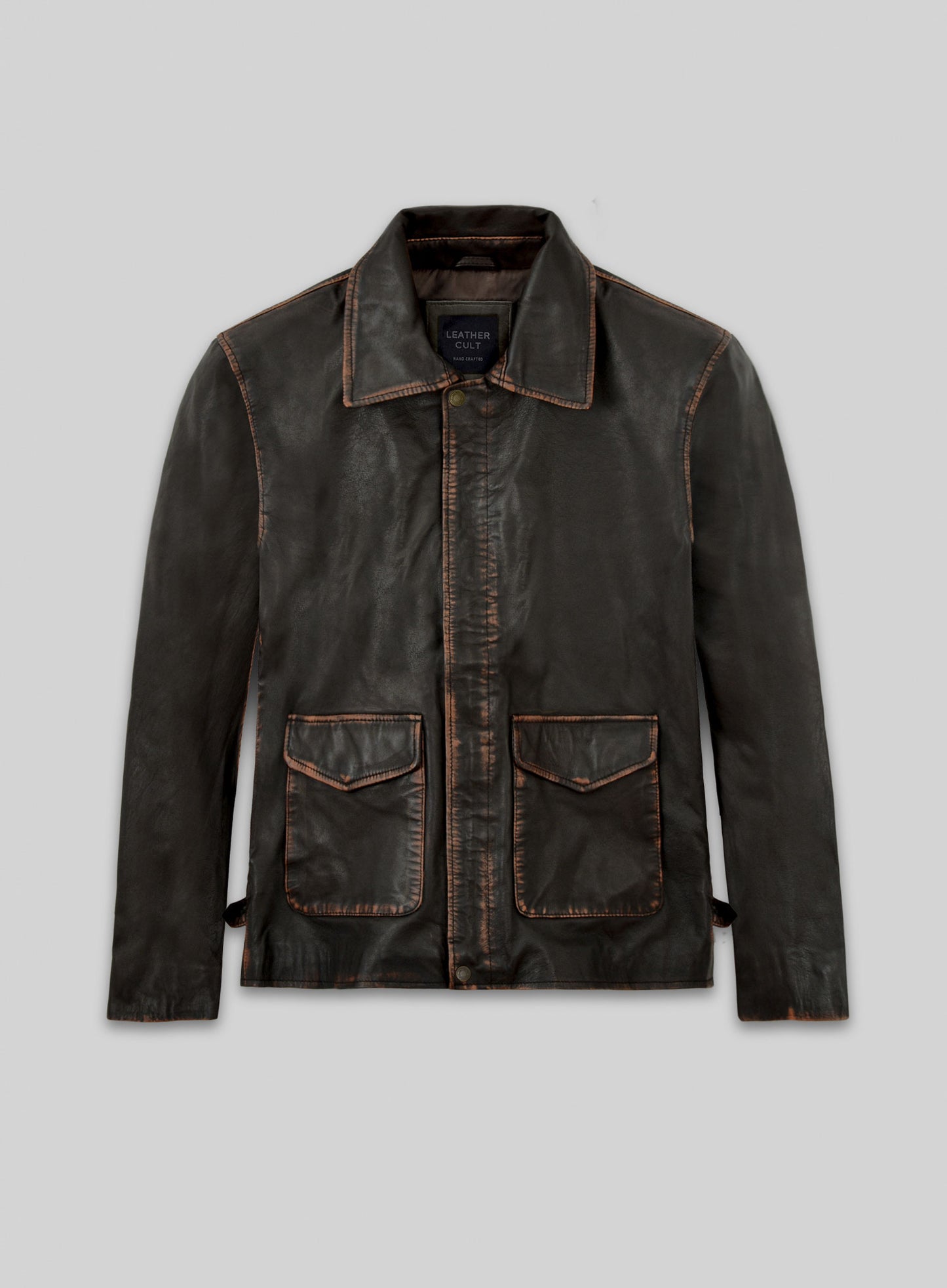 Rubbed Dark Brown Washed Indiana Jones Leather Jacket