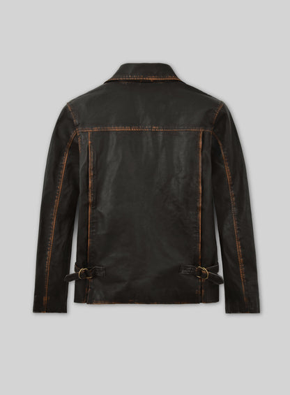 Rubbed Dark Brown Washed Indiana Jones Leather Jacket