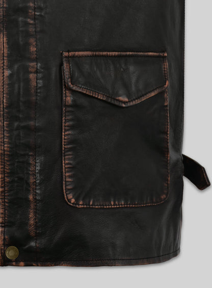 Rubbed Dark Brown Washed Indiana Jones Leather Jacket