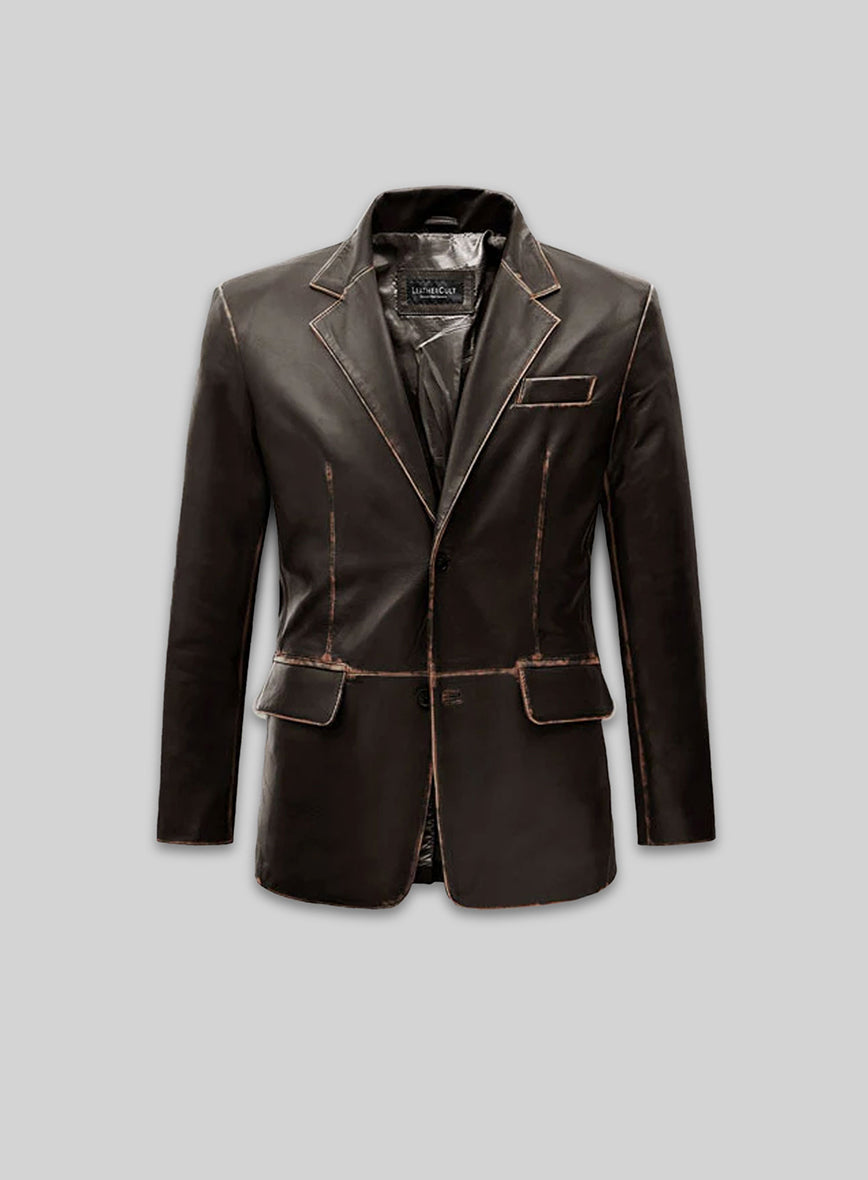 Rubbed Dark Brown Medieval Leather Blazer
