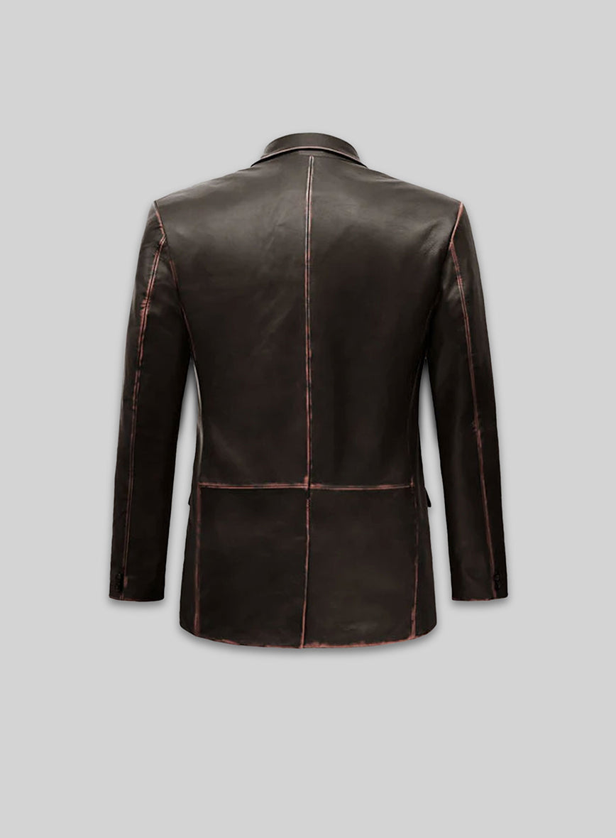 Rubbed Dark Brown Medieval Leather Blazer