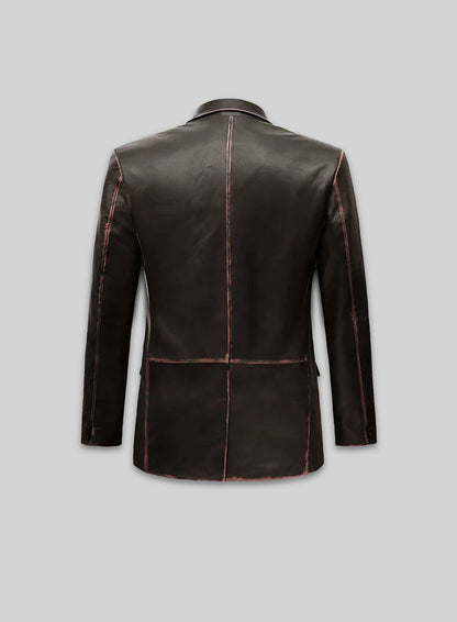 Rubbed Dark Brown Medieval Leather Blazer