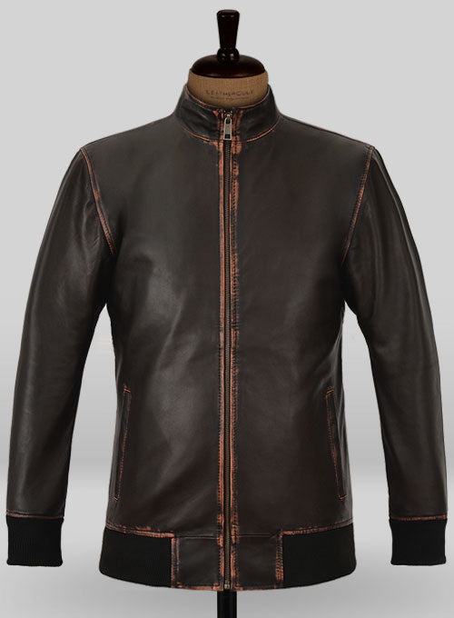 Rubbed Dark Brown Lionel Messi Leather Jacket #1 - LeatherCult