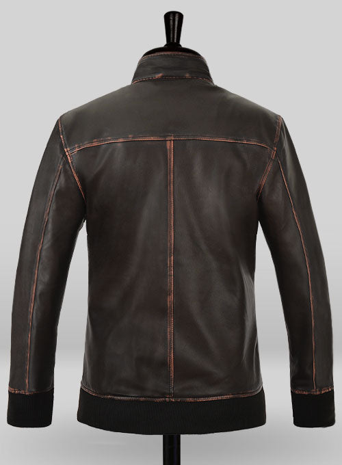Rubbed Dark Brown Lionel Messi Leather Jacket #1 - LeatherCult