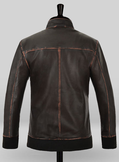 Rubbed Dark Brown Lionel Messi Leather Jacket #1 - LeatherCult