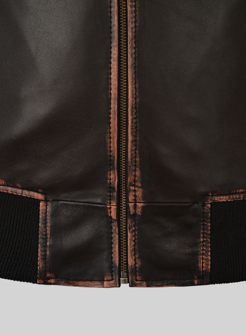Rubbed Dark Brown Lionel Messi Leather Jacket #1 - LeatherCult
