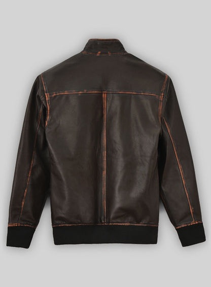 Rubbed Dark Brown Lionel Messi Leather Jacket #1 - LeatherCult