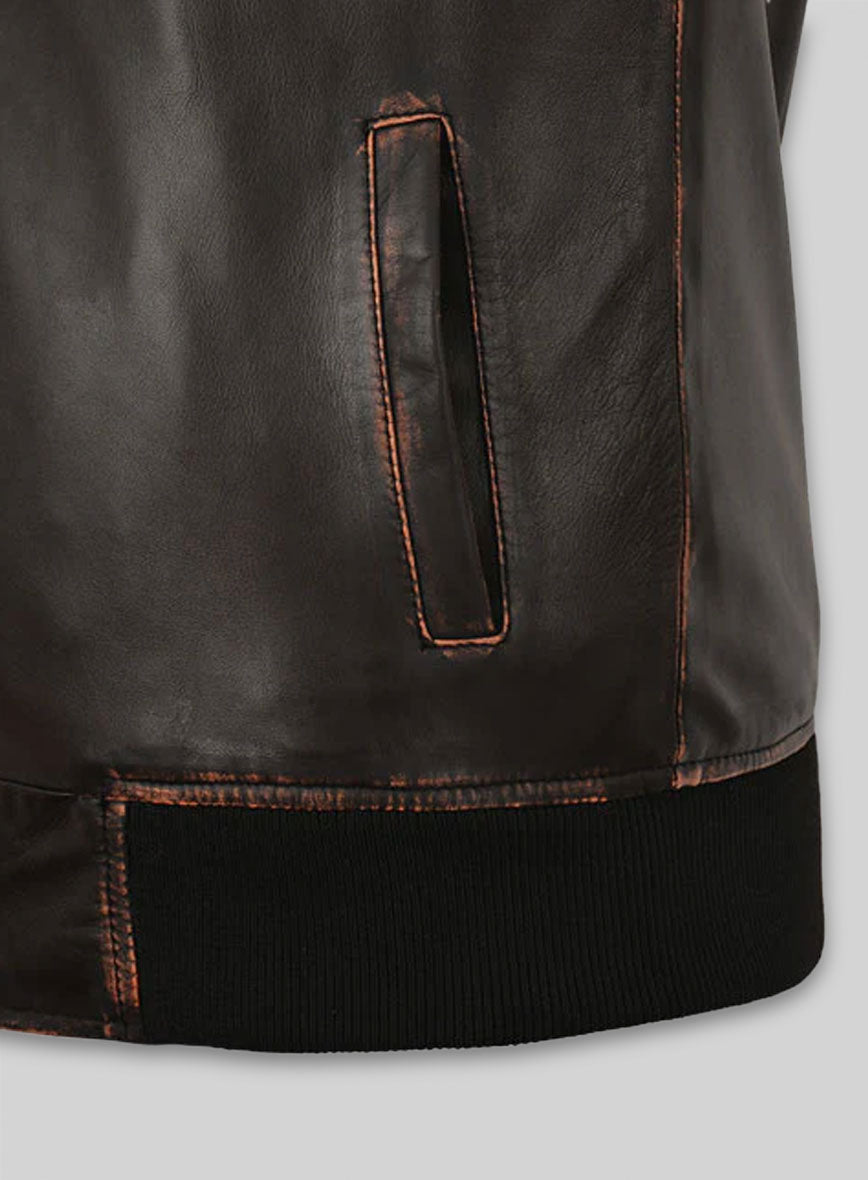 Rubbed Dark Brown Lionel Messi Leather Jacket #1