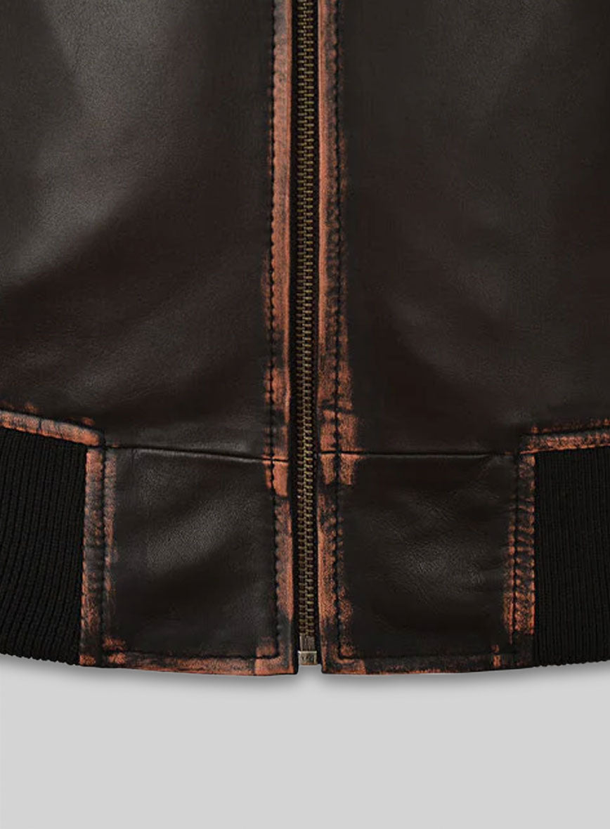 Rubbed Dark Brown Lionel Messi Leather Jacket #1