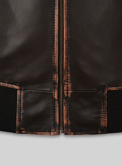 Rubbed Dark Brown Lionel Messi Leather Jacket #1