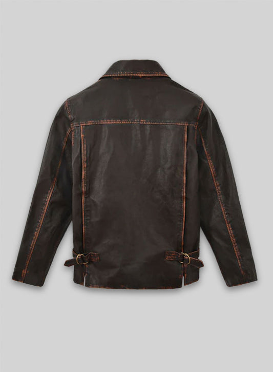 Rubbed Dark Brown Washed Indiana Jones Leather Jacket