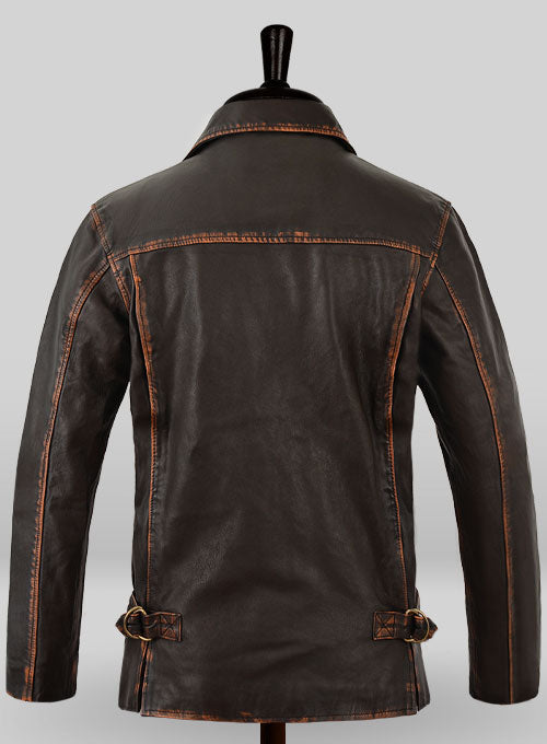 Rubbed Dark Brown Washed Indiana Jones Leather Jacket - LeatherCult