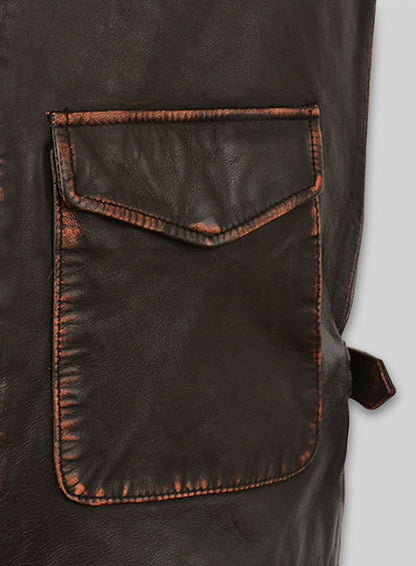 Rubbed Dark Brown Washed Indiana Jones Leather Jacket