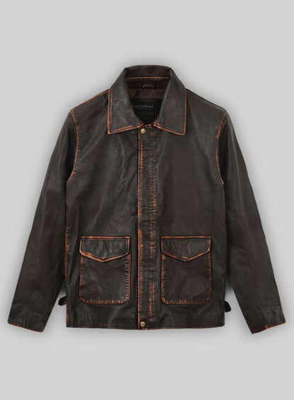 Rubbed Dark Brown Washed Indiana Jones Leather Jacket - LeatherCult