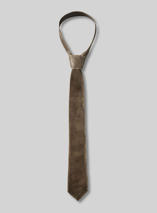 Rubbed Espanol Timber Brown Leather Tie