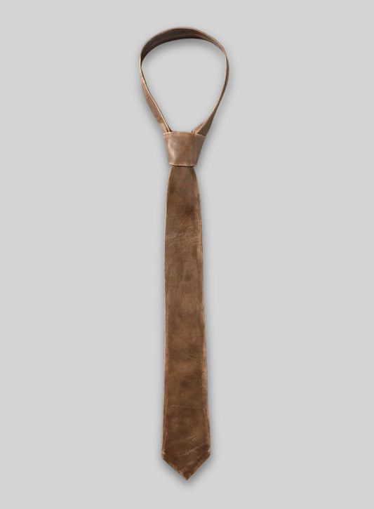 Rubbed Espanol Timber Brown Leather Tie