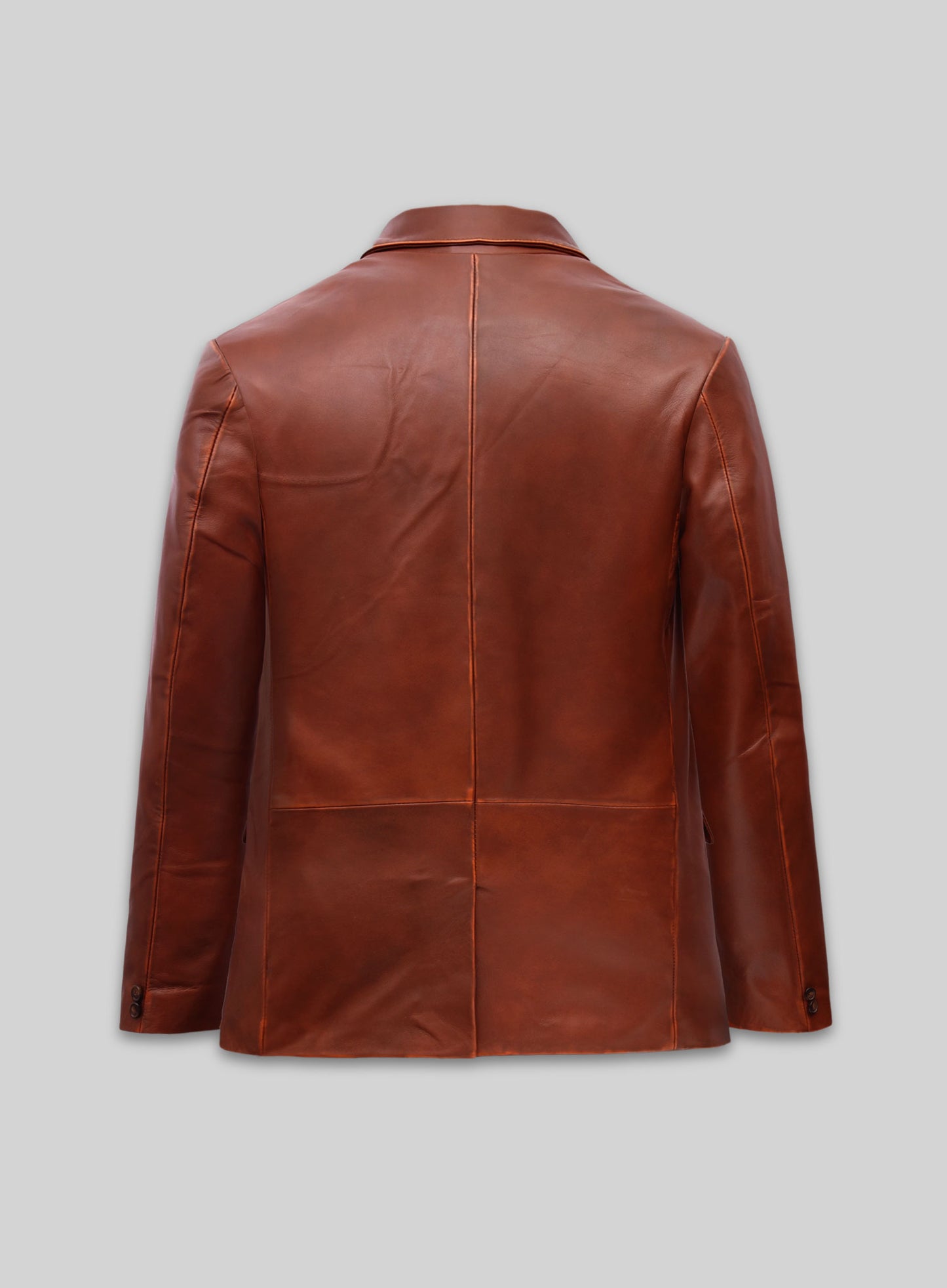 Rubbed Tan Brown Leather Blazer