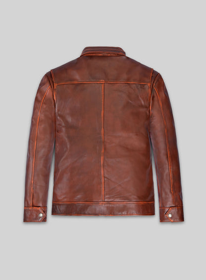 Rubbed Tan Rafael Nadal Leather Jacket