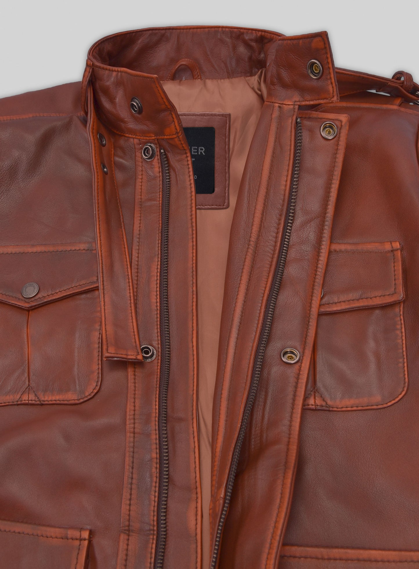 Rubbed Tan Rafael Nadal Leather Jacket