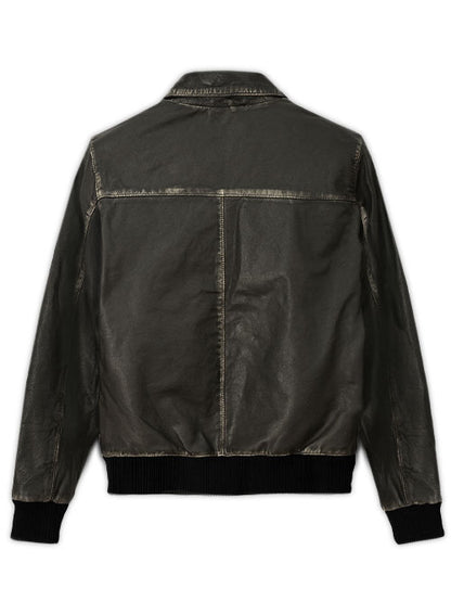 Rubbed Black Washed Jai Courtney A Good Day to Die Hard Jacket - LeatherCult