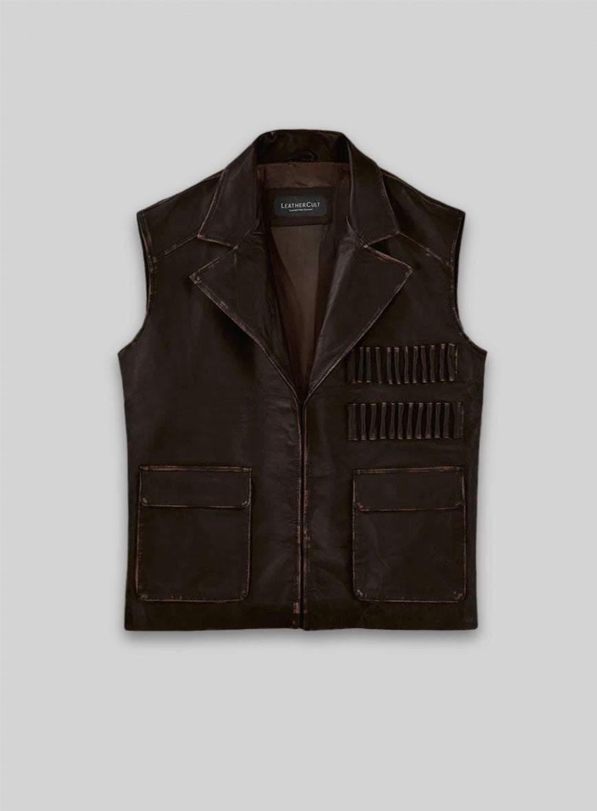 Rubbed Dark Brown Sean Connery Leather Vest