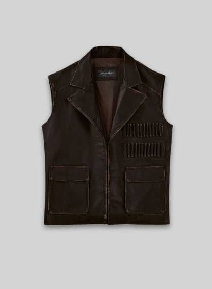 Rubbed Dark Brown Sean Connery Leather Vest