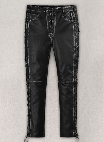 Rubbed Black Leather Pants #515 - LeatherCult