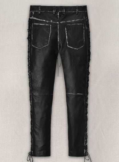 Rubbed Black Leather Pants #515 - LeatherCult