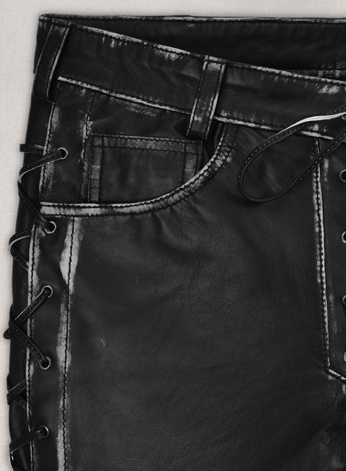 Rubbed Black Leather Pants #515 - LeatherCult
