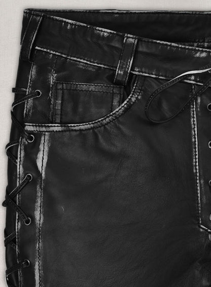 Rubbed Black Leather Pants #515 - LeatherCult