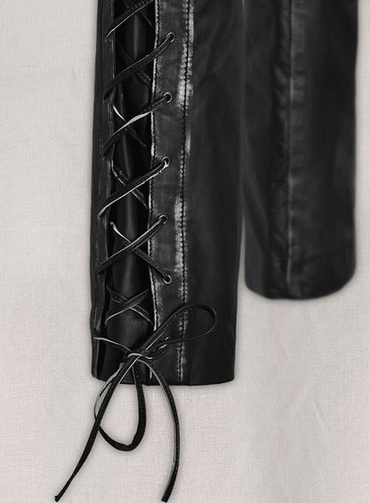 Rubbed Black Leather Pants #515 - LeatherCult