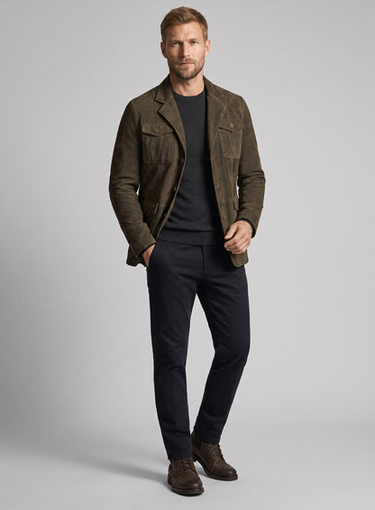 Rustic Cognac Suede Leather Blazer #716