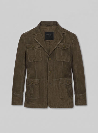 Rustic Cognac Suede Leather Blazer #716