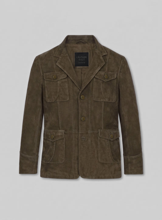 Rustic Cognac Suede Leather Blazer #716