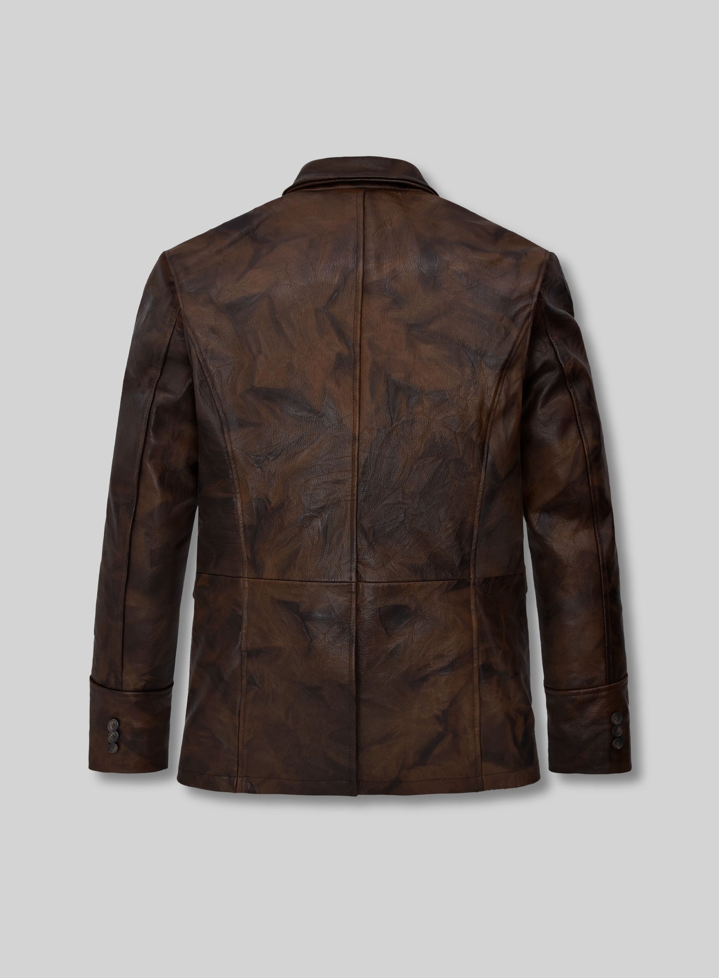 Rustic Brown Crush Leather Blazer - #716