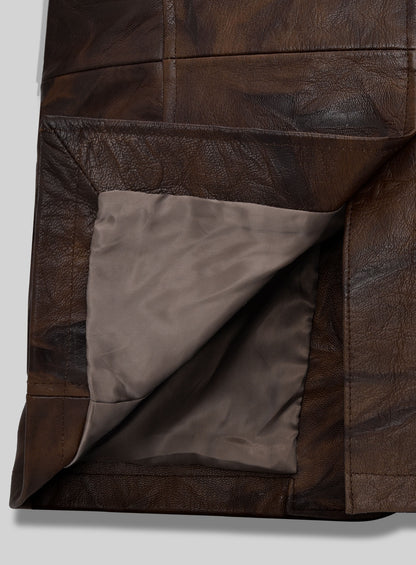 Rustic Brown Crush Leather Blazer - #716