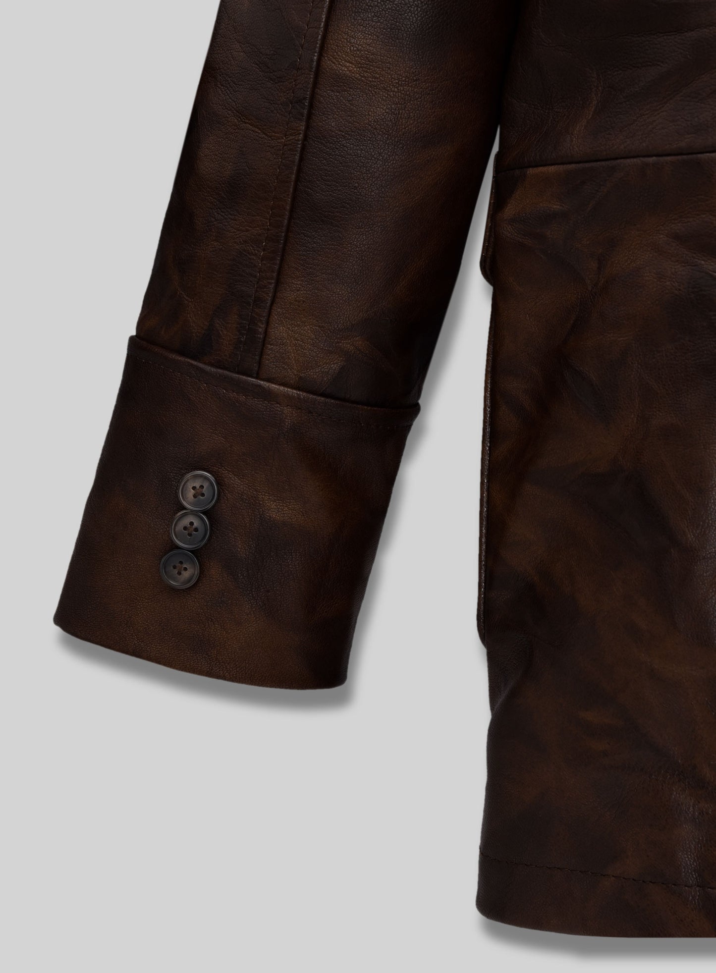 Rustic Brown Crush Leather Blazer - #716