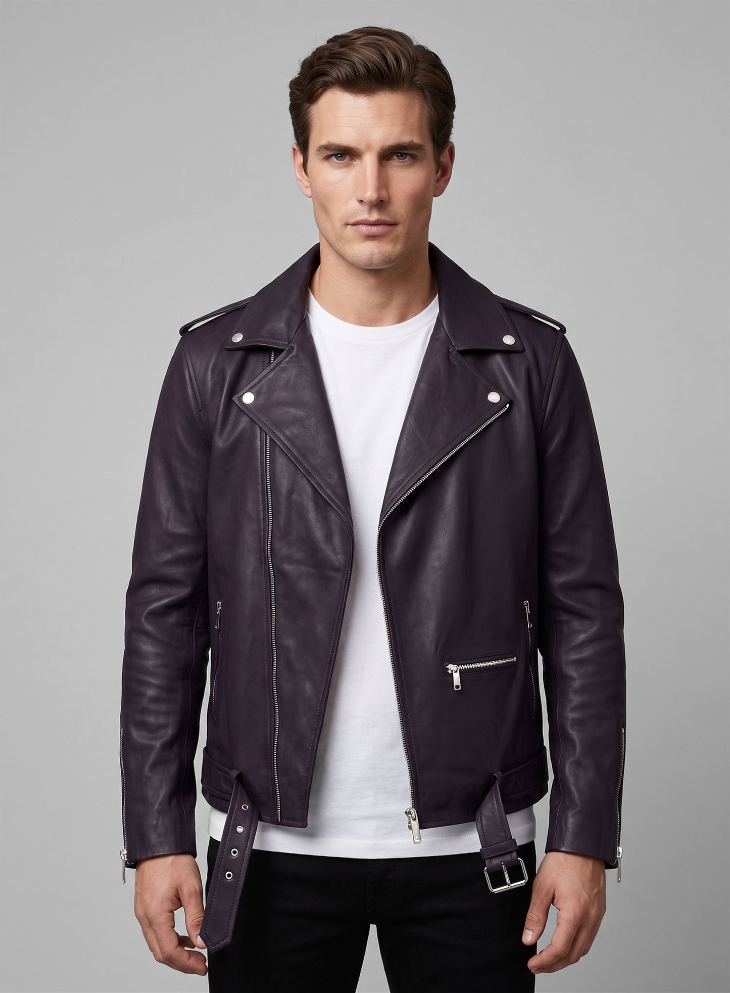 Rutland Purple Riding Leather Jacket