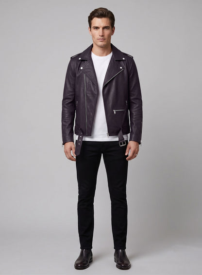 Rutland Purple Riding Leather Jacket