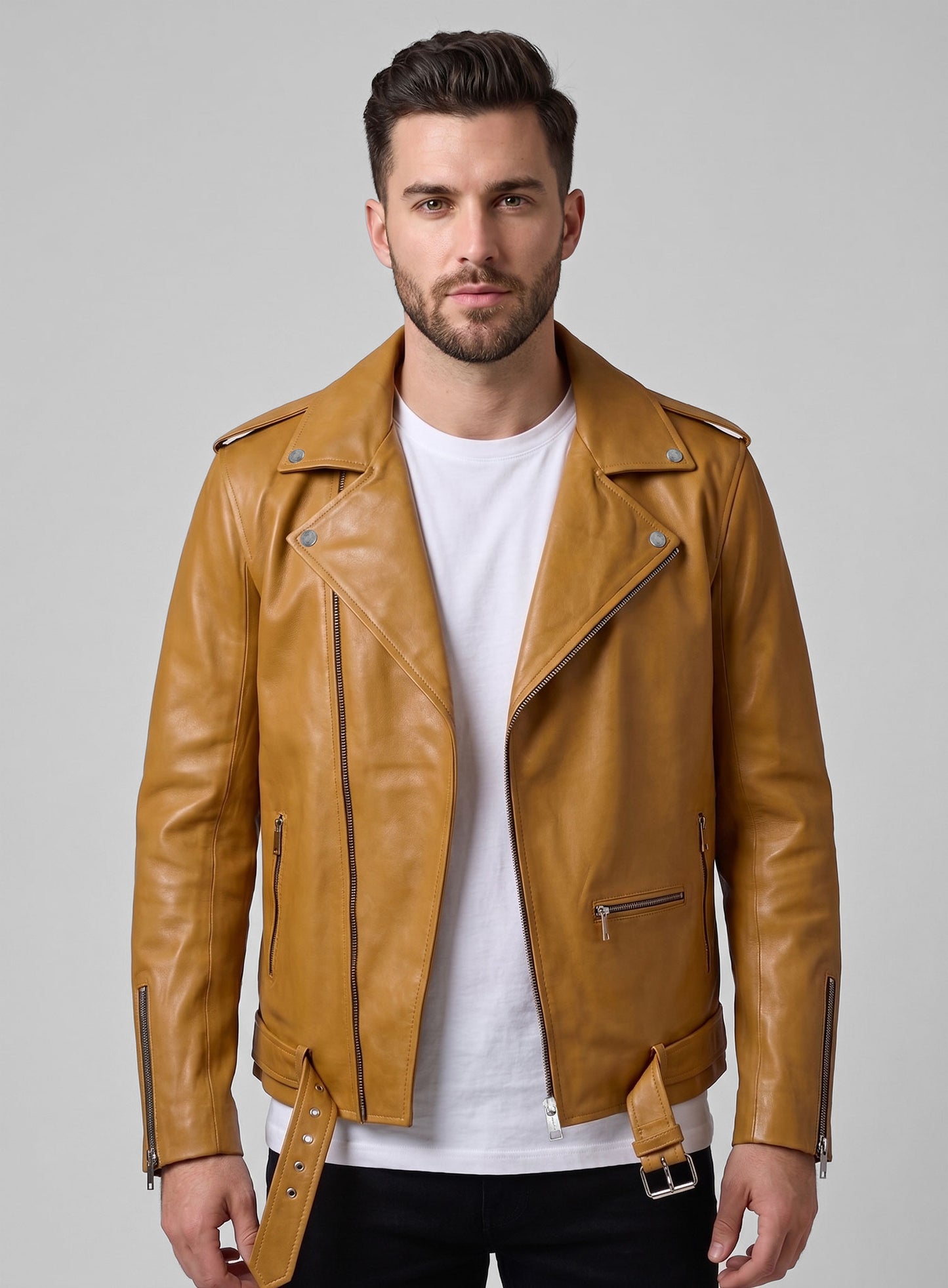Rutland Caramel Brown Riding Leather Jacket