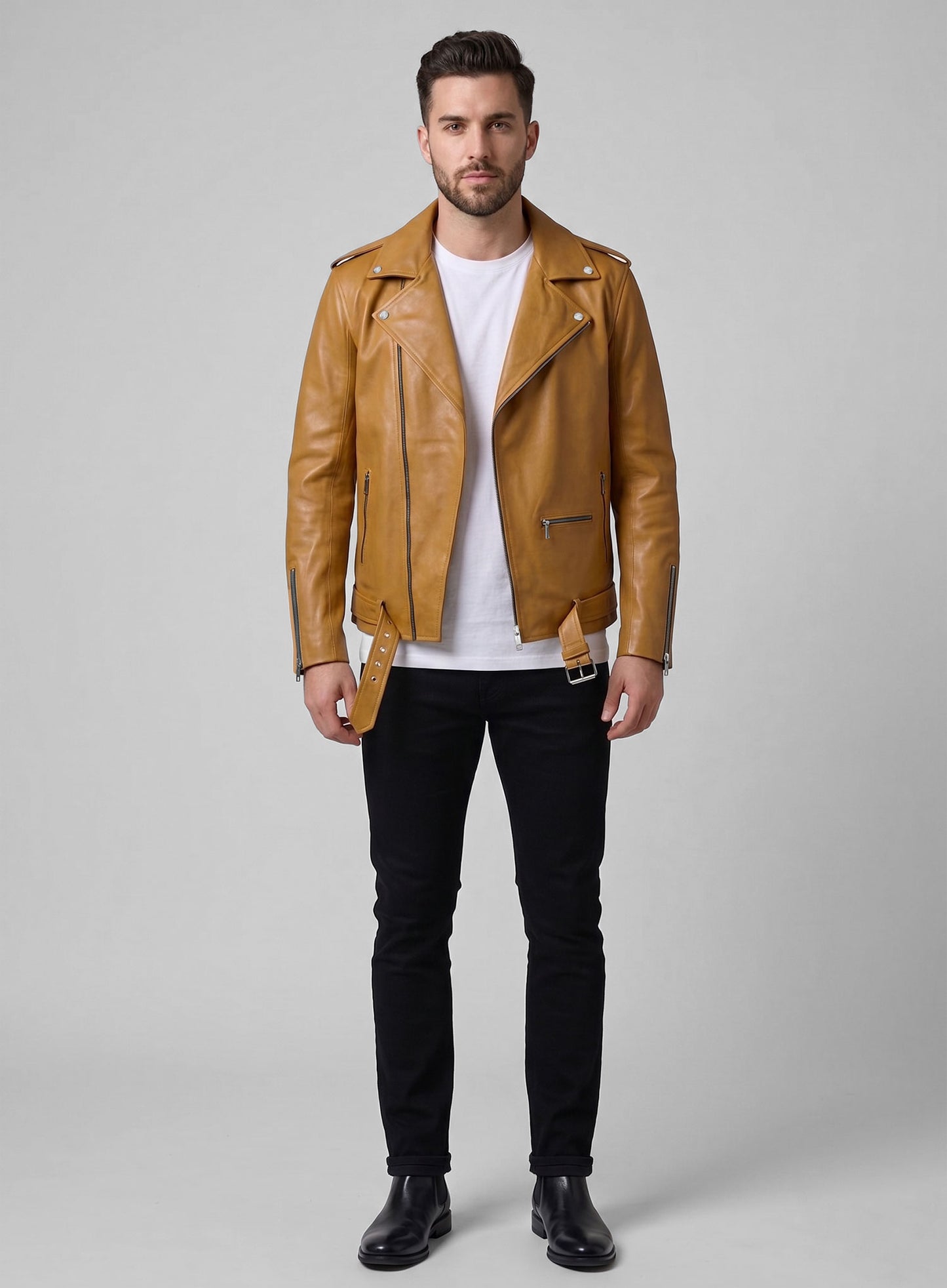 Rutland Caramel Brown Riding Leather Jacket