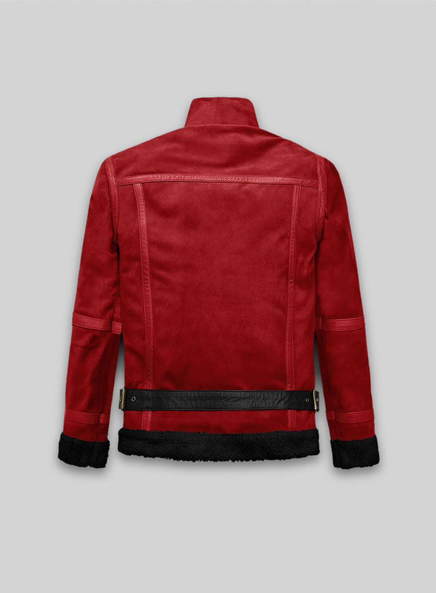Lava Red Suede Ryan Reynolds Black Sherpa Leather Jacket