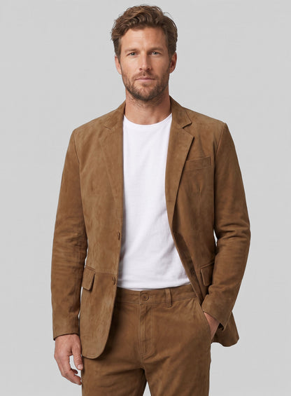 Saddle Brown Suede Leather Suit