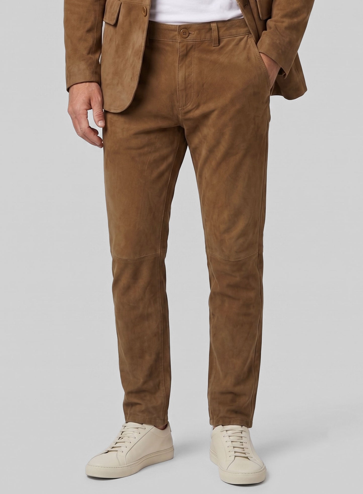 Saddle Brown Suede Leather Suit