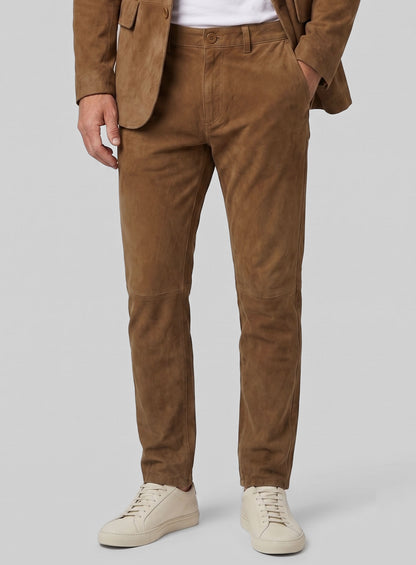Saddle Brown Suede Leather Suit