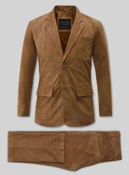 Saddle Brown Suede Leather Suit