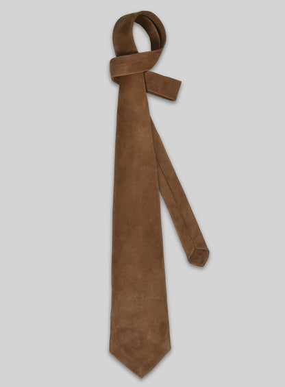 Saddle Brown Suede Leather Tie