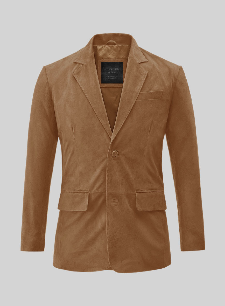 Saddle Brown Suede Leather Blazer - LeatherCult